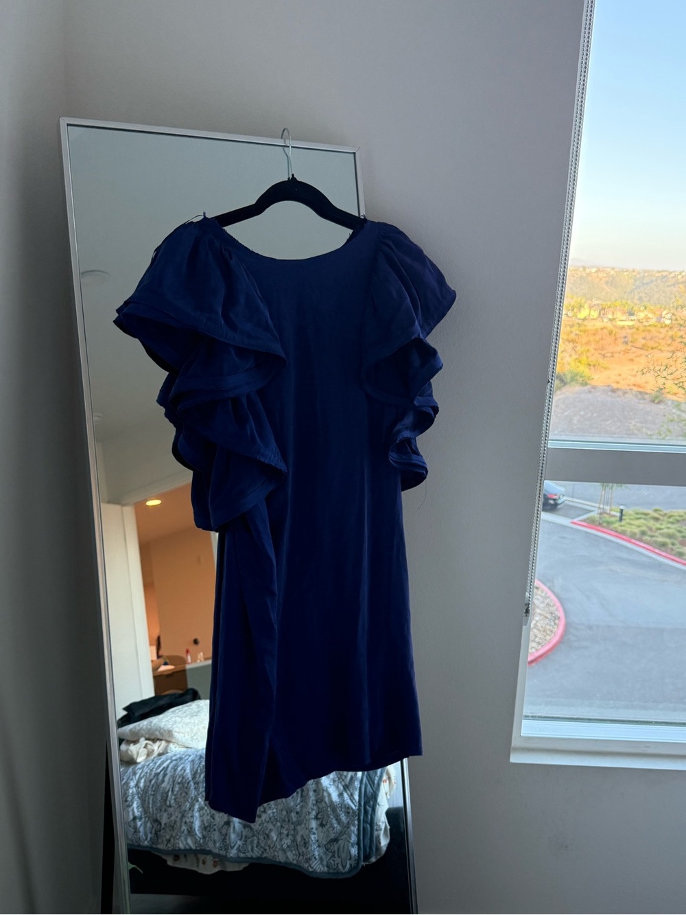 Lanvin for H&M 2010 Navy Silk Dress Ruffle Sleeve